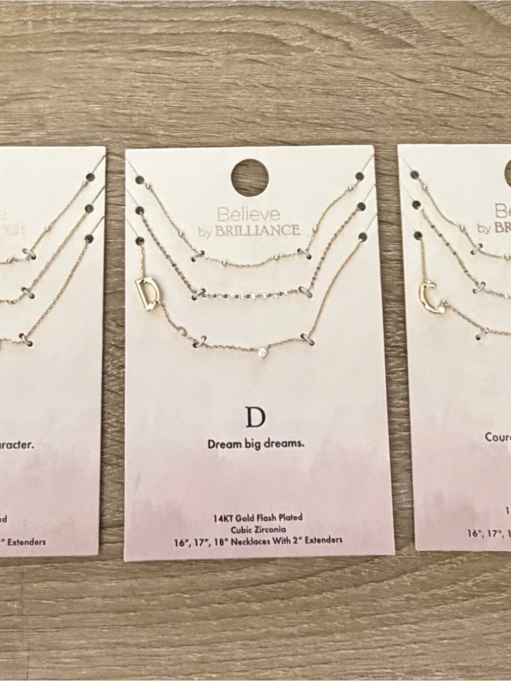 Believe by Brilliance Layered Initial Necklace R D C NWT
